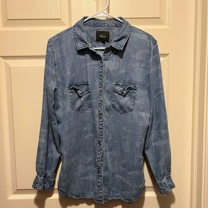 Rails camo print denim button-up
